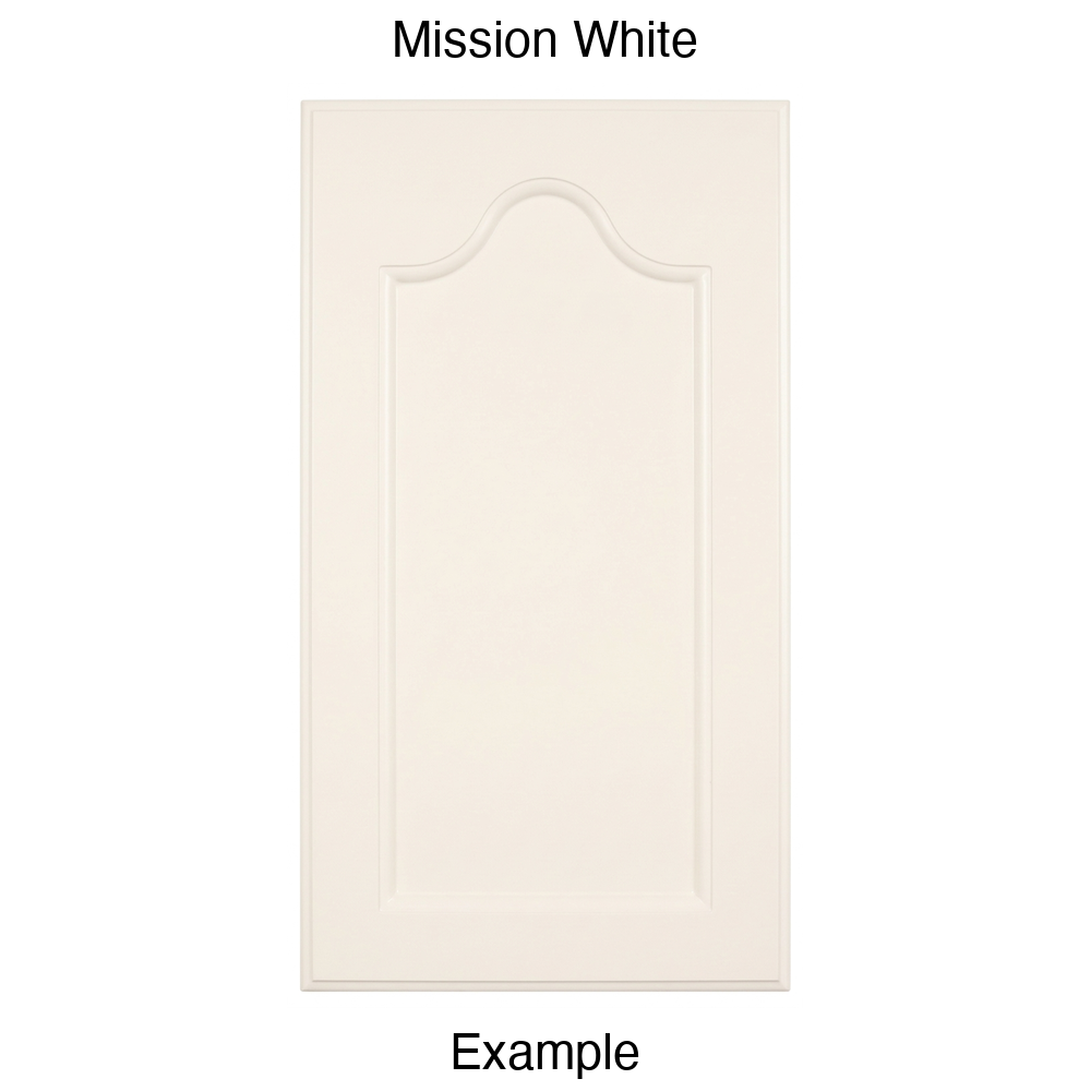 LR981 Cathedral Recessed Panel Thermofoil Cabinet Door (Mission Style) in Mission White