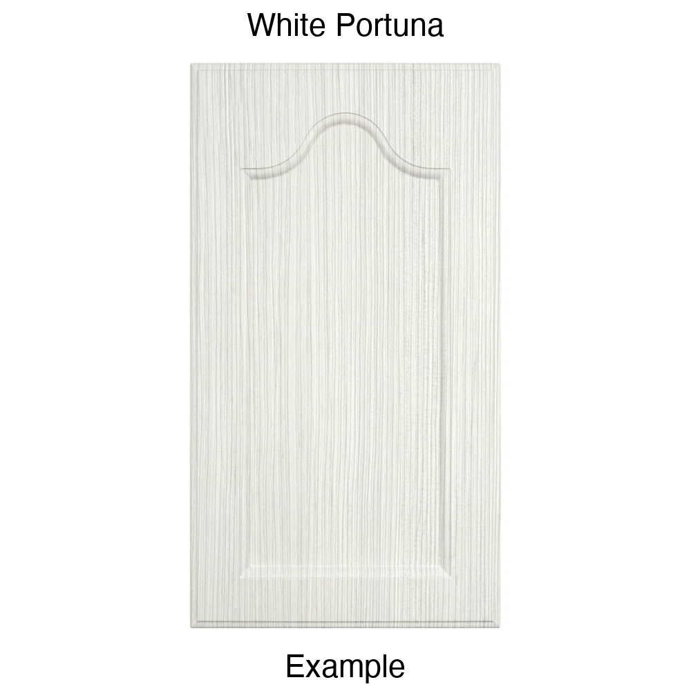 LR981 Cathedral Recessed Panel Thermofoil Cabinet Door (Mission Style) in White Portuna