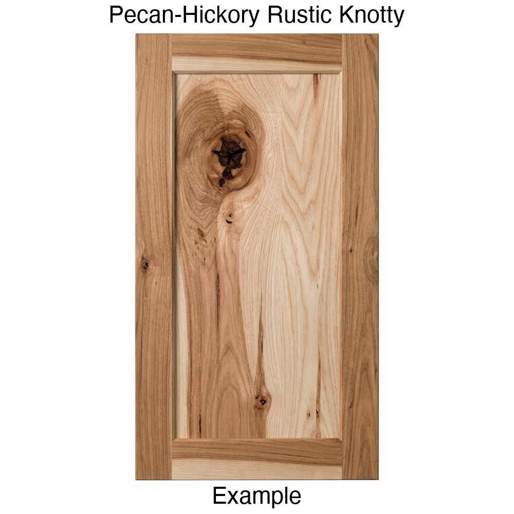 Oakley Recessed Panel Cabinet Door in Pecan Hickory Rustic Knotty