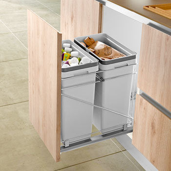 Garbage and recycling bin cabineg pull-outs