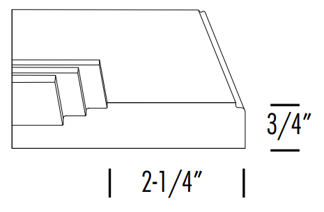 Side profile of the DR133 RTF Cabinet Door with step down pattern on the recessed center panel.