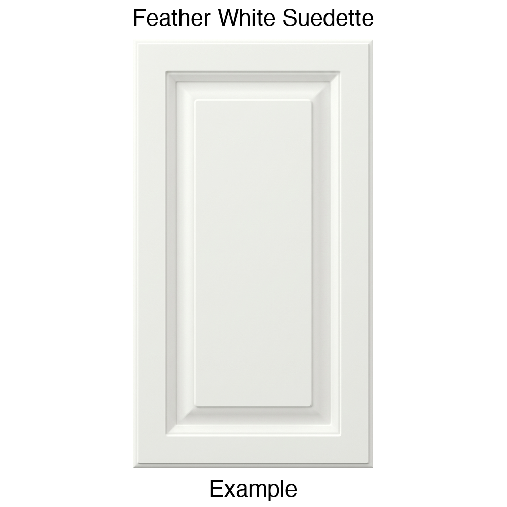 DR8 Raised Panel Thermofoil Cabinet Door in Feather White Suedette