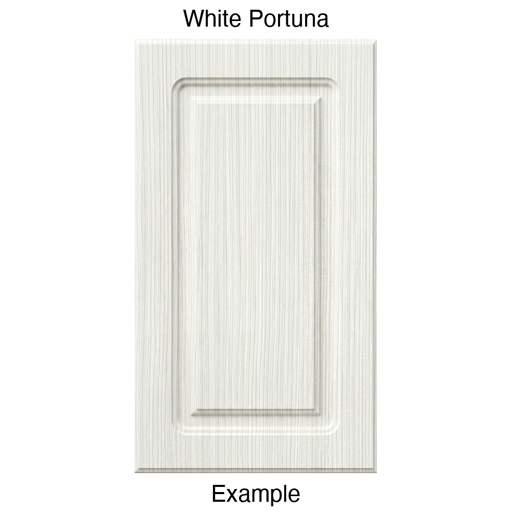 DR8 Raised Panel Thermofoil Cabinet Door in White Portuna