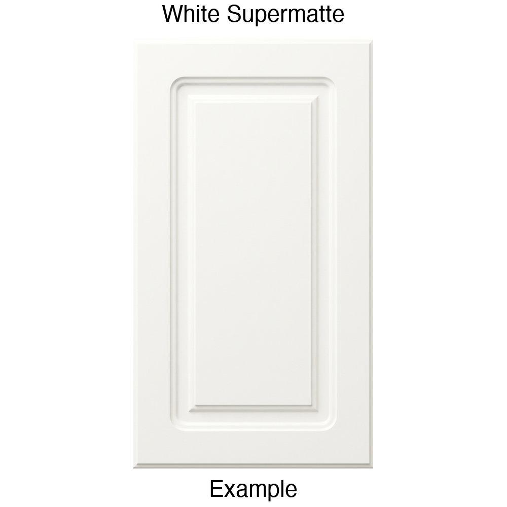 DR8 Raised Panel Thermofoil Cabinet Door in White Supermatte