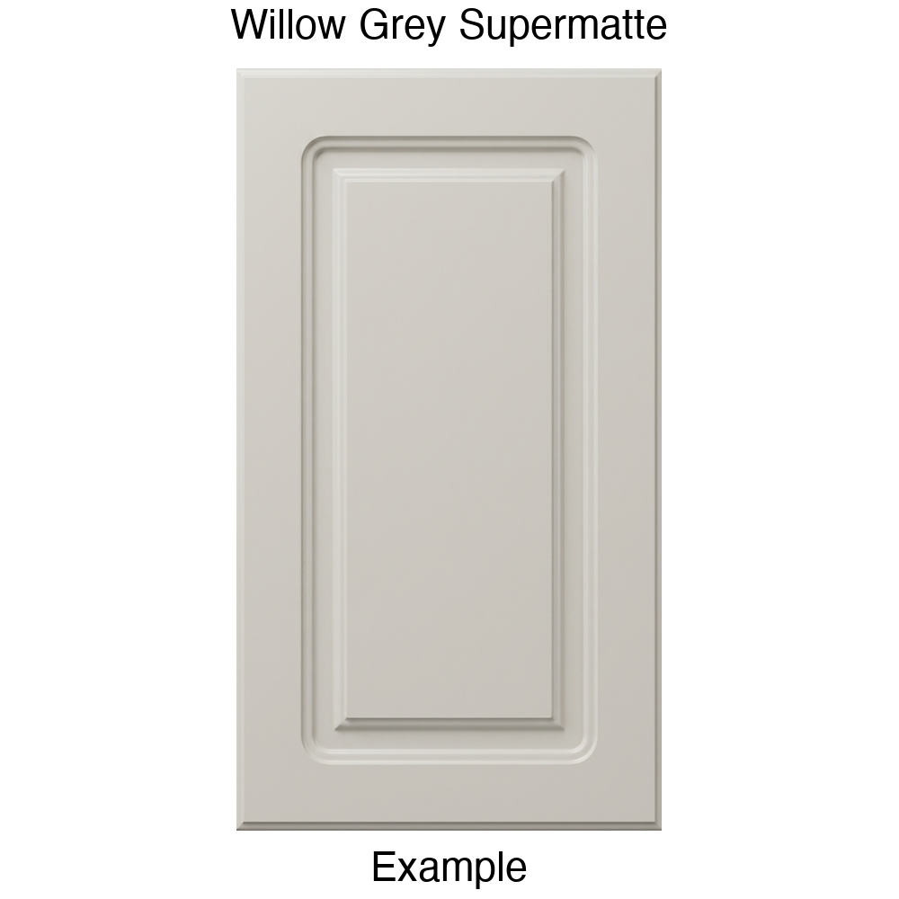 DR8 Raised Panel Thermofoil Cabinet Door in Willow Grey Supermatte