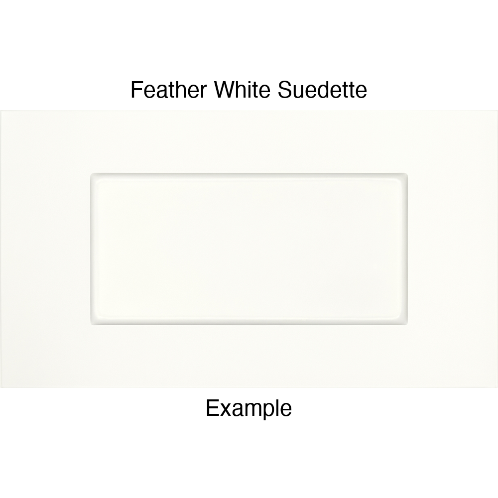 DSS218 Thermofoil Drawer Front (Shallow Shaker Style), Routed, in Feather White Suedette