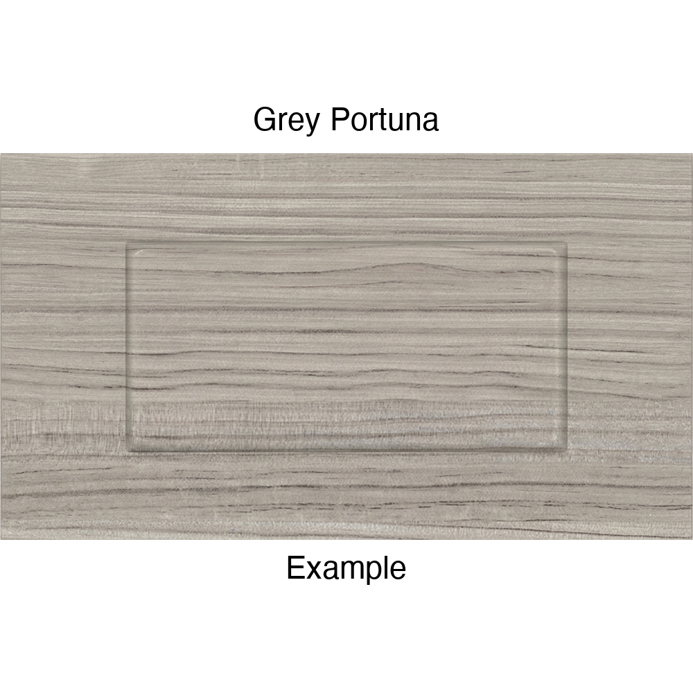 DSS218 Thermofoil Drawer Front (Shallow Shaker Style), Routed, in Grey Portuna