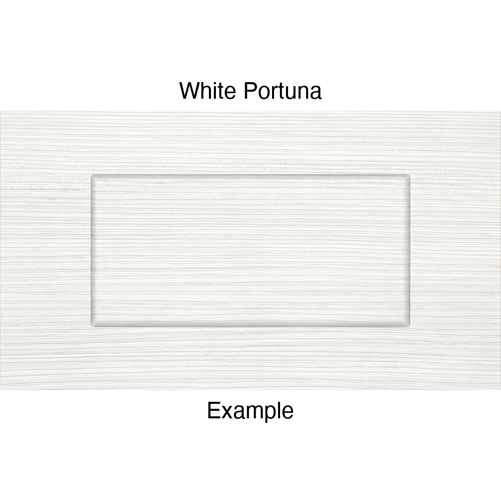DSS218 Thermofoil Drawer Front (Shallow Shaker Style), Routed, in White Portuna