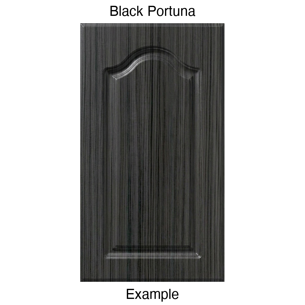 FC714 Cathedral Raised Panel Thermofoil Cabinet Door in Black Portuna