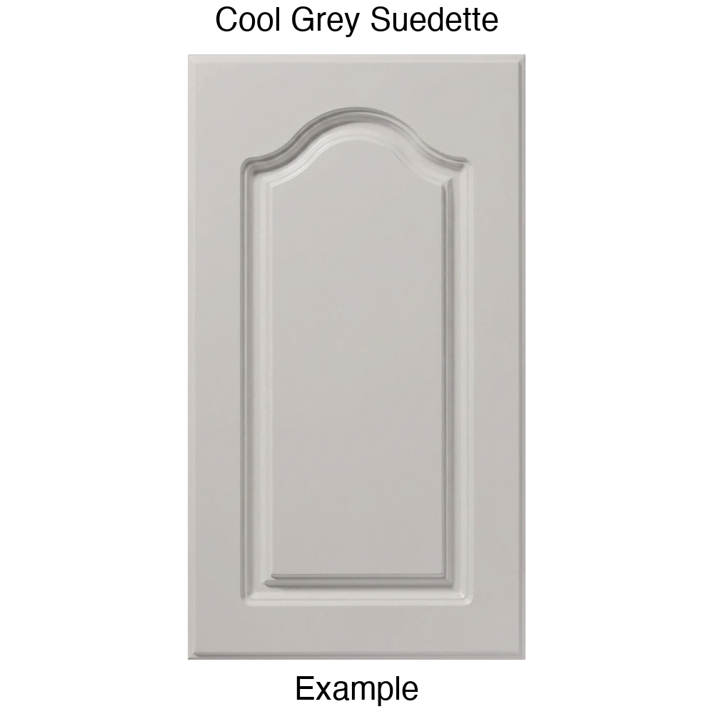 FC714 Cathedral Raised Panel Thermofoil Cabinet Door in Cool Grey Suedette