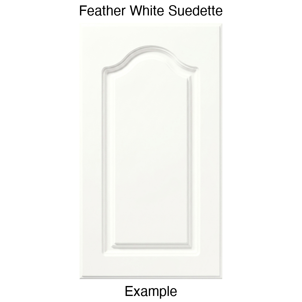 FC714 Cathedral Raised Panel Thermofoil Cabinet Door in Feather White Suedette