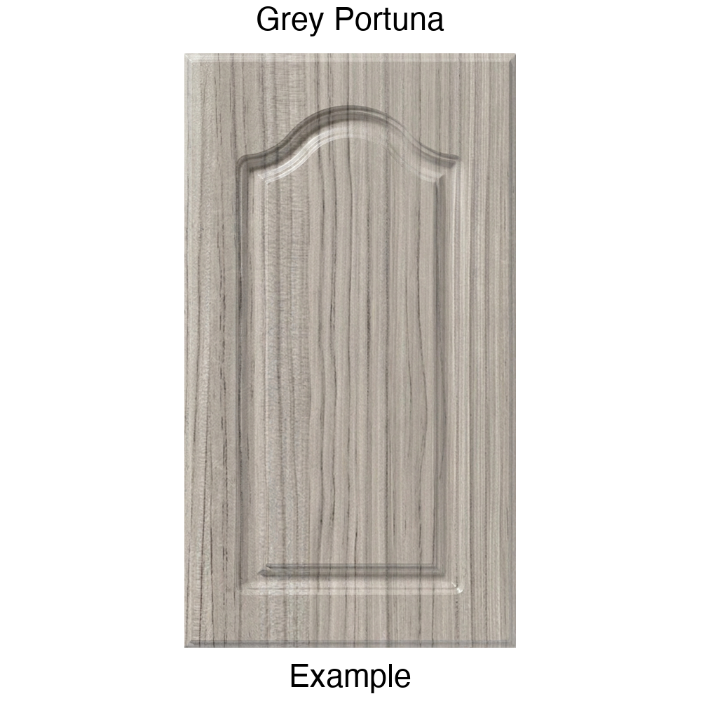 FC714 Cathedral Raised Panel Thermofoil Cabinet Door in Grey Portuna