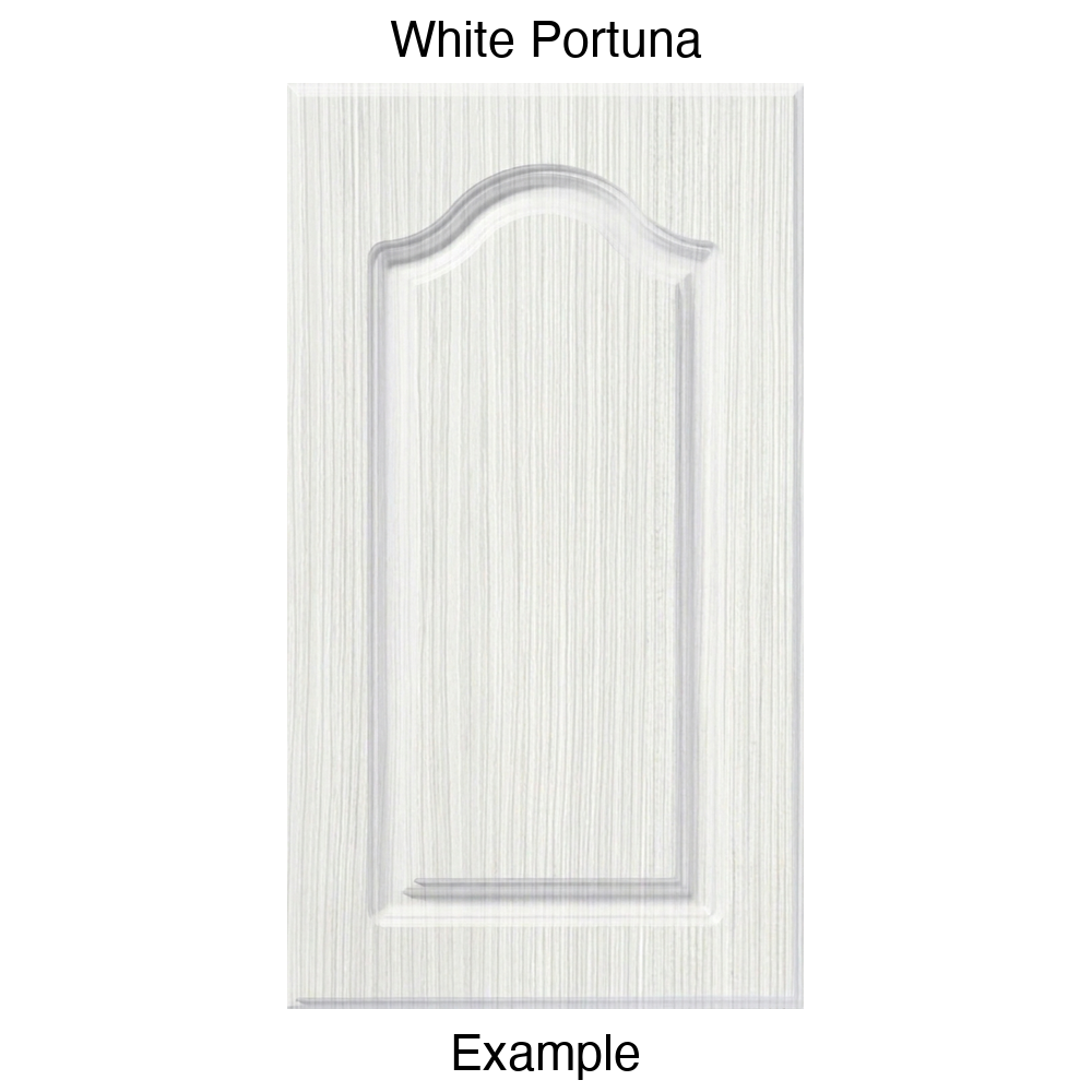 FC714 Cathedral Raised Panel Thermofoil Cabinet Door in White Portuna