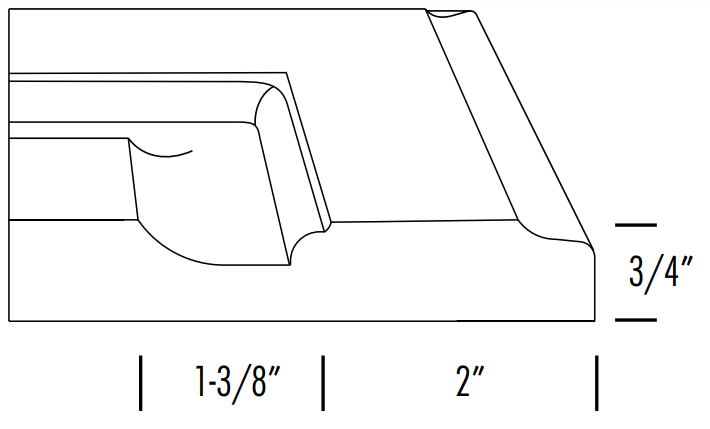 Side profile of the FS746 thermofoil raised panel cabinet door