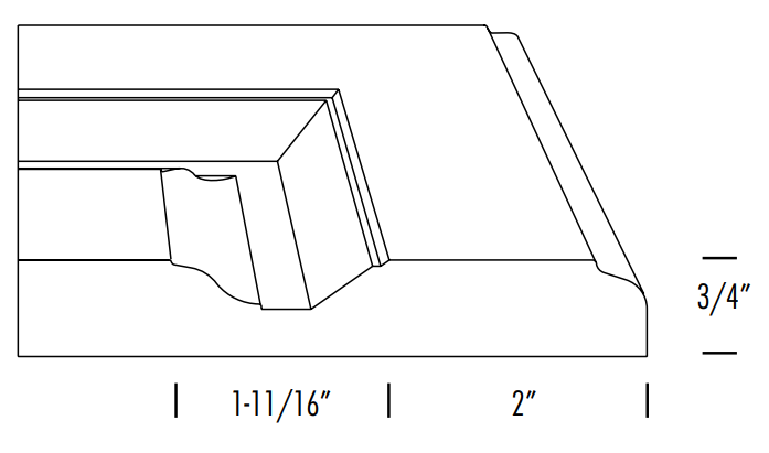 Side profile of FS842 raised panel RTF drawer front