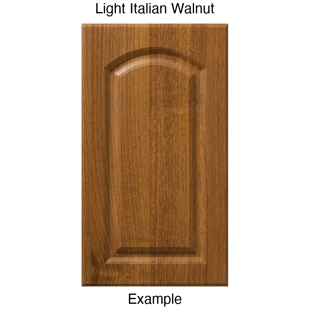 FS846 Arched Raised Panel Thermofoil Cabinet Door in Light Italian Walnut