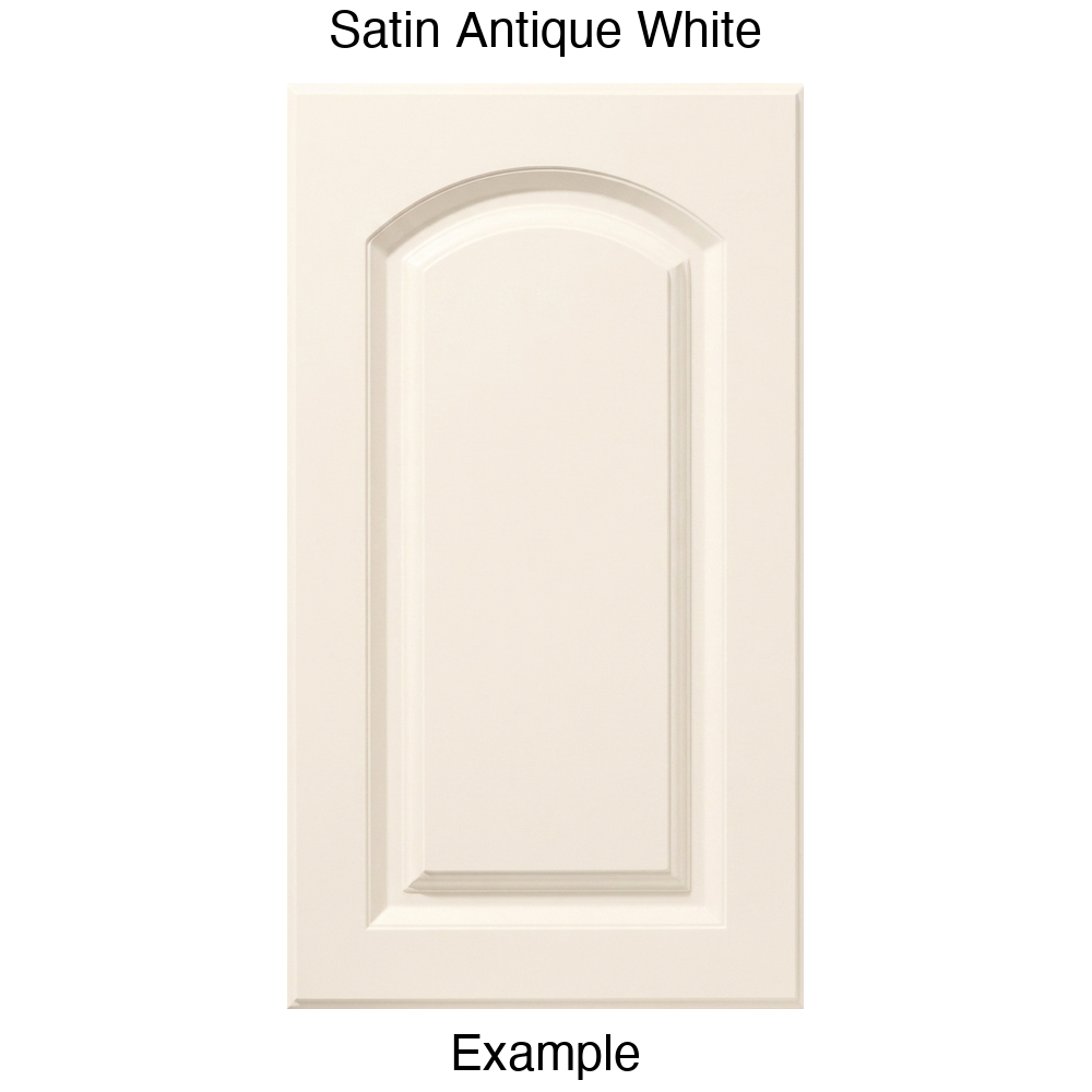 FS846 Arched Raised Panel Thermofoil Cabinet Door in Satin Antique White