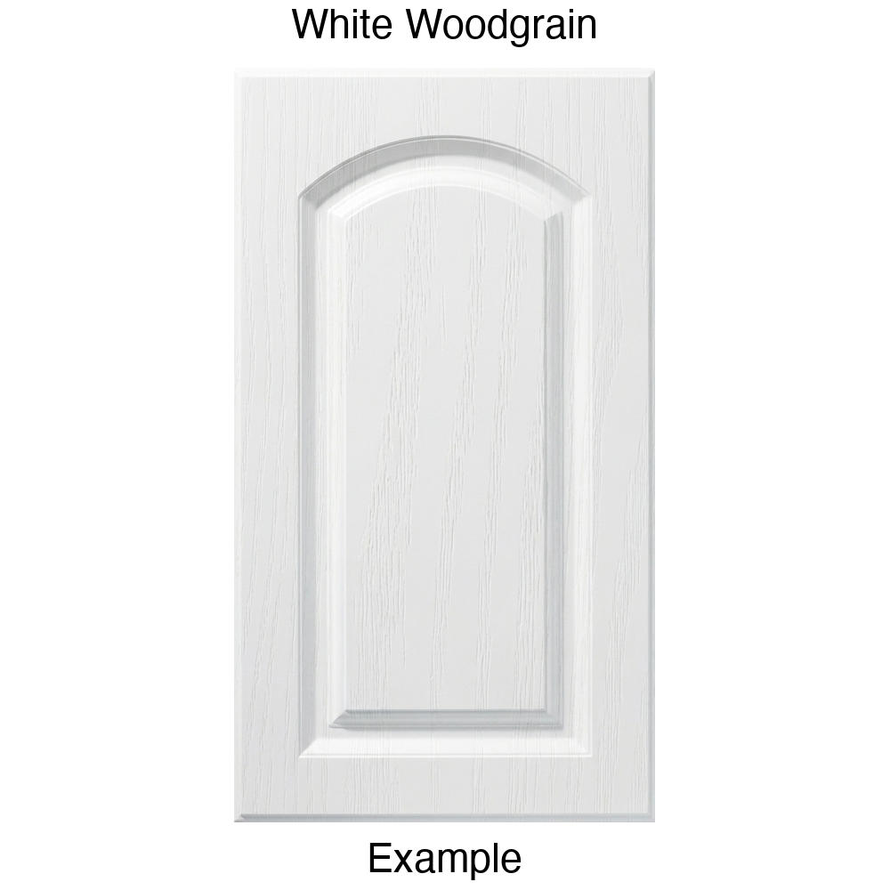 FS846 Arched Raised Panel Thermofoil Cabinet Door in White Woodgrain