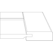 Cutaway detail of he Indiana cabinet door with beveled edge detail and v-groove joints