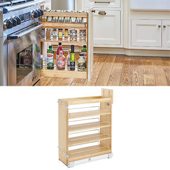 All wood pull-out cabinet organizer