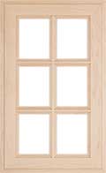 The mitered Adobe 6-panel glass cabinet door features distinct 45-degree mitered corners