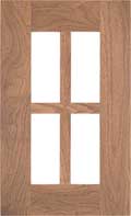 The 4 panel glass Sawyer cabinet door is a larger version of the classic Shaker with 3 inch stiles & rails