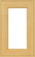 Hayes glass cabinet door with thick hardwood frame and outside edge detail