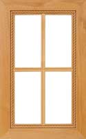 The Pinnacle French lite glass cabinet door with rope style molding detail