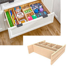 Deep cabinet drawer dividers with trim to fit customization