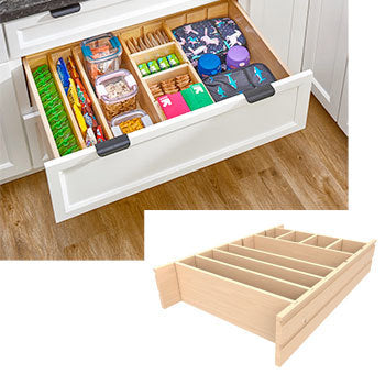 Deep cabinet drawer divider and organizer