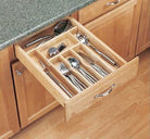 Wooden cutlery tray for cabinet drawers