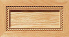 Shaker style cabinet drawer front with inlaid braided design feature