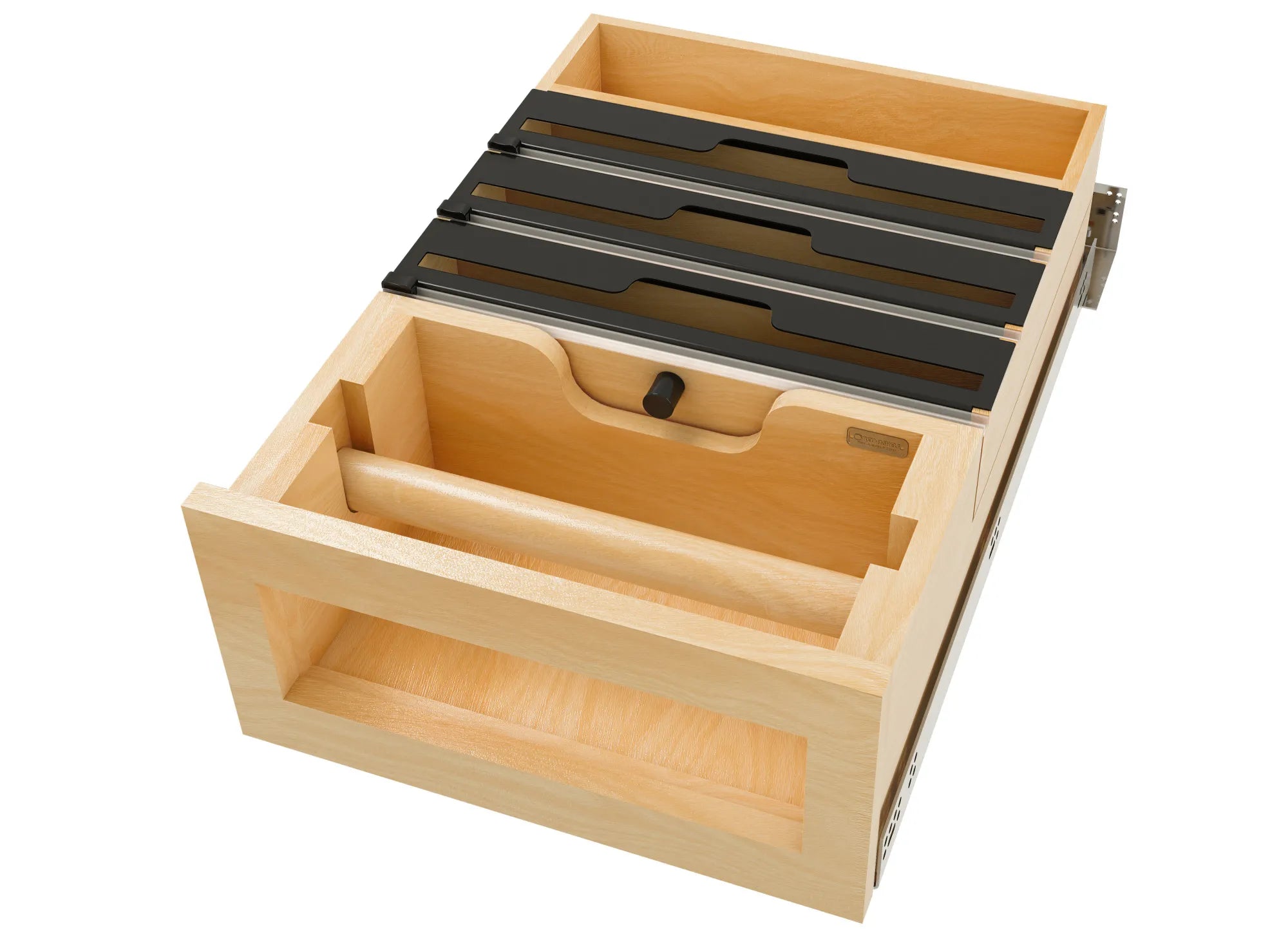 Rev-A-Shelf Paper Towel and Foil Wrap Tiered Drawer System&nbsp;w/ BLUM Soft-Close Slides for 18" Base Cabinets