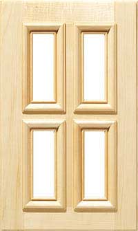 The San Marino recessed cabinet door with applied molding detail and 4 pane windows shown in Maple.