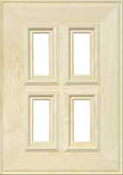 The Prudential French glass cabinet door with extra wide frame, applied molding and raised panel.
