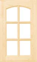 The Patriot 6 panel glass cabinet door with soft arch detail