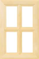 The Victoria four panel glass cabinet door with stepped inner and outer edge detail