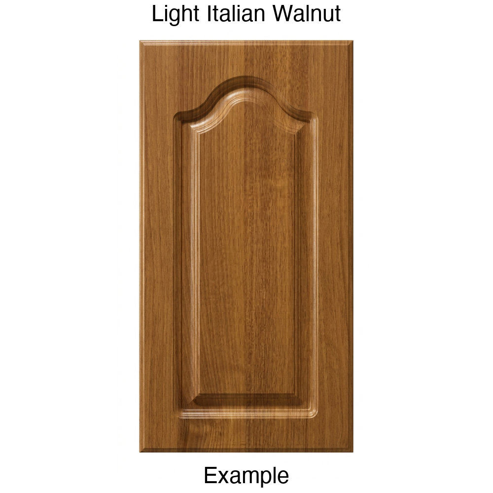 AL757 Cathedral Raised Panel Thermofoil Cabinet Door in Light Italian Walnut