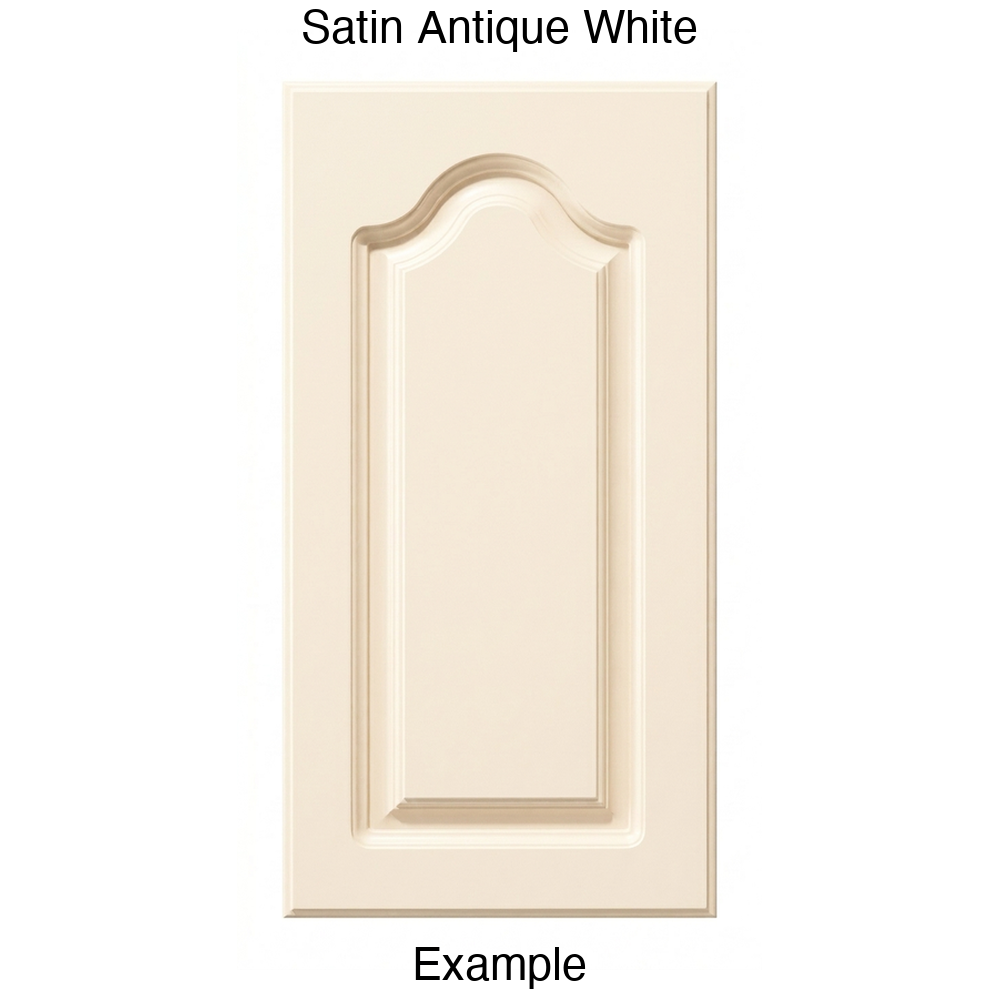 AL757 Cathedral Raised Panel Thermofoil Cabinet Door in Satin Antique White