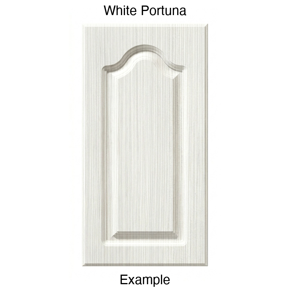 AL757 Cathedral Raised Panel Thermofoil Cabinet Door in White Portuna