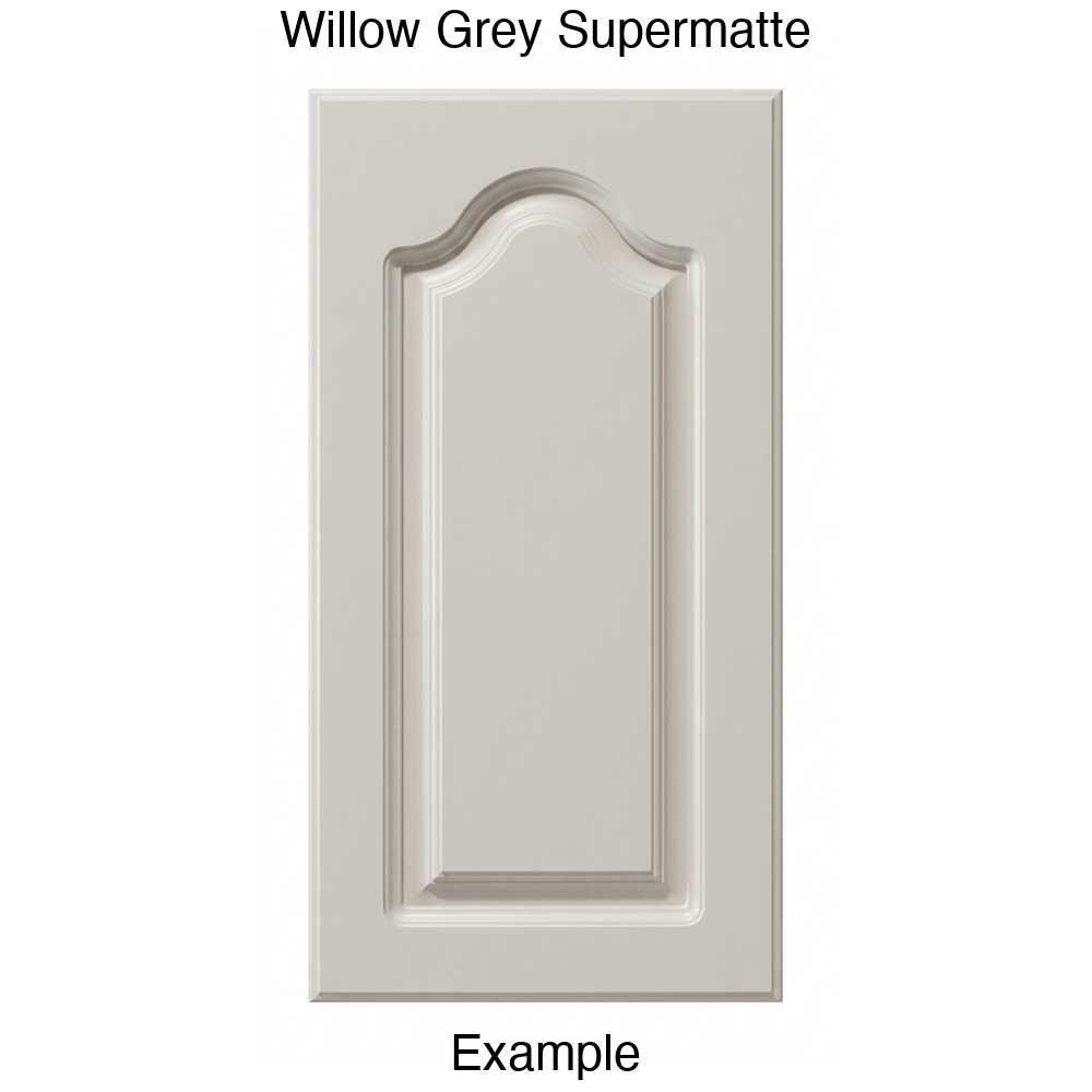 AL757 Cathedral Raised Panel Thermofoil Cabinet Door in Willow Grey Supermatte