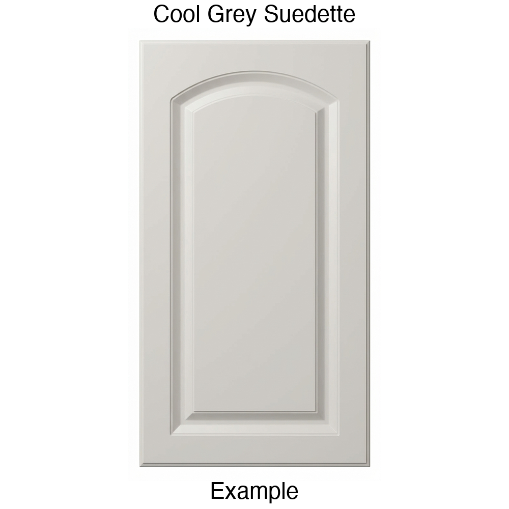 AP768 Arched Raised Panel Thermofoil Cabinet Door in Cool Grey Suedette