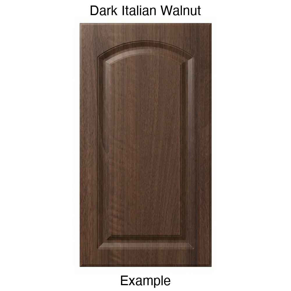 AP768 Arched Raised Panel Thermofoil Cabinet Door in Dark Italian Walnut