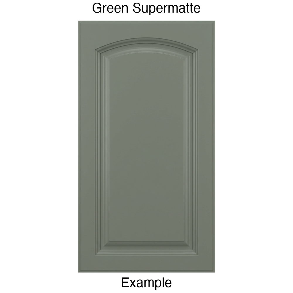 AP768 Arched Raised Panel Thermofoil Cabinet Door in Green Supermatte