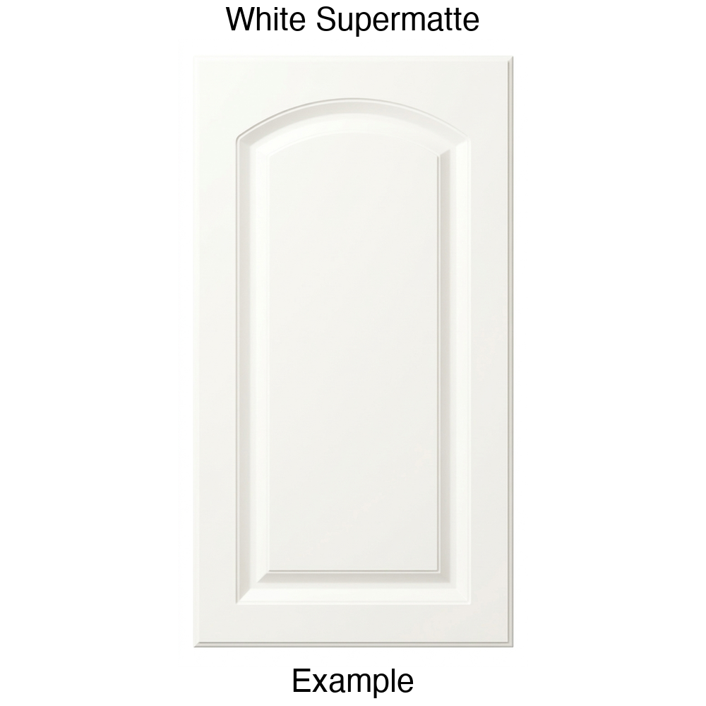 AP768 Arched Raised Panel Thermofoil Cabinet Door in White Supermatte