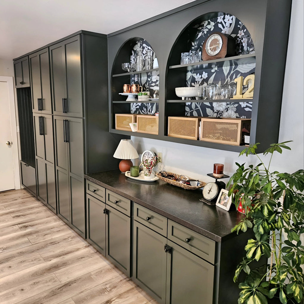 Refaced cabinet doors in kitchen