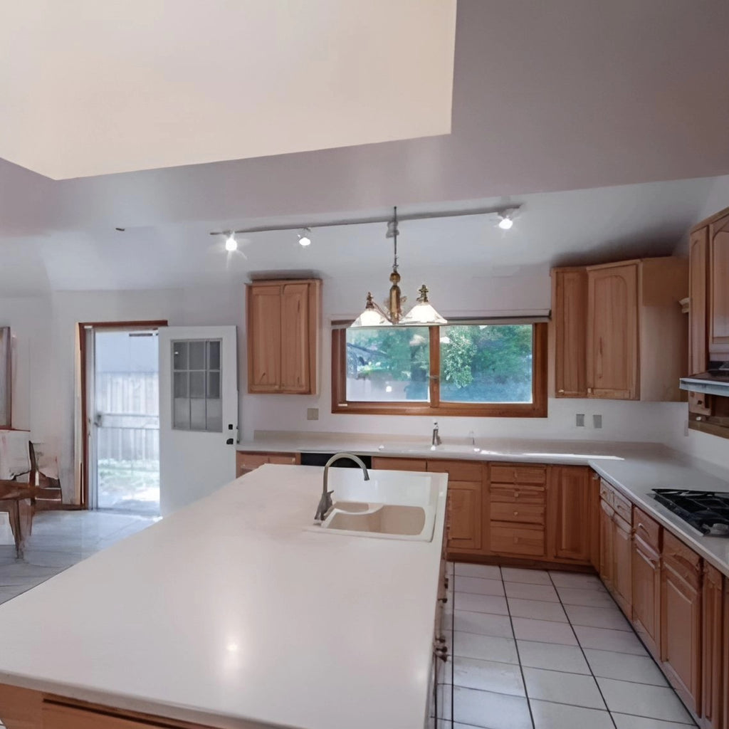 Before kitchen remodel with replacement cabinet doors