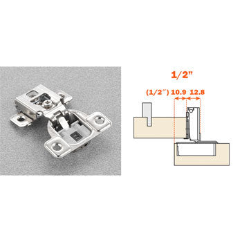 1/2" Overlay soft close hinge with 106 degree opening angle