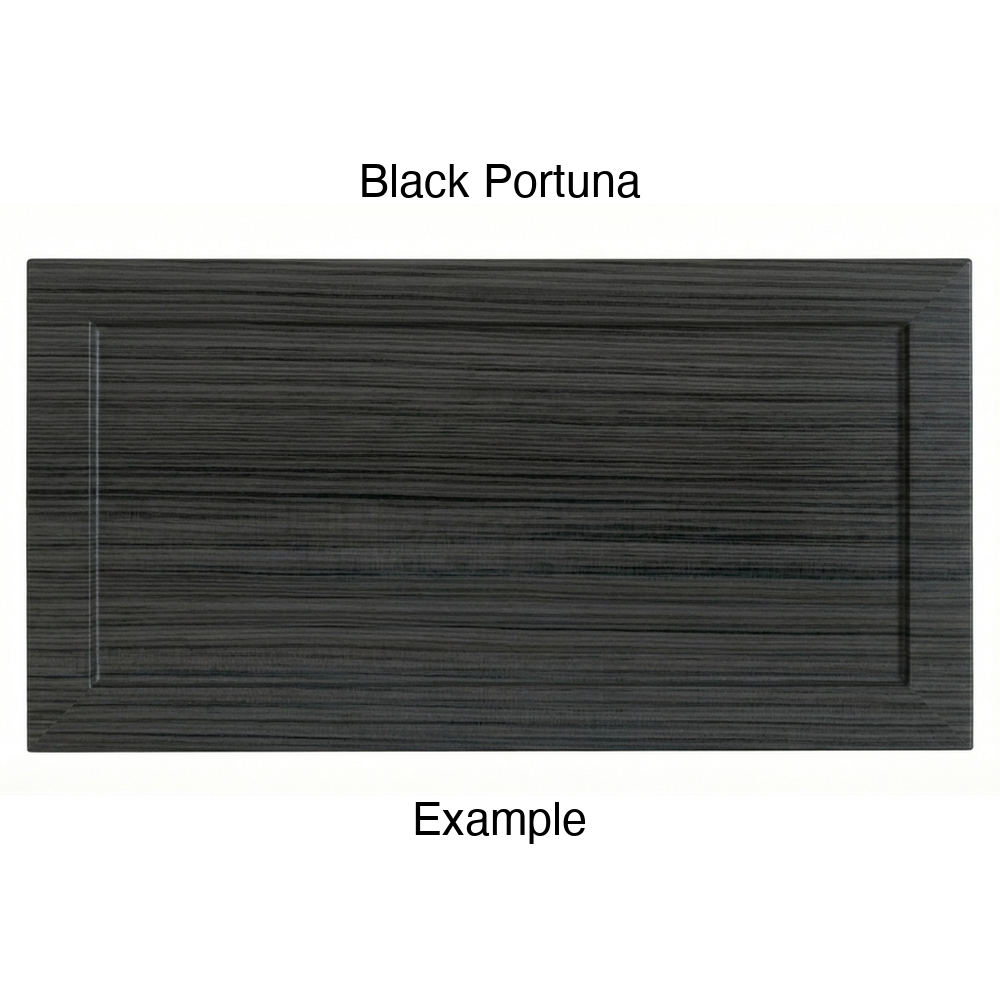 DN917 Thermofoil Drawer Front (Skinny Shaker Style), Routed, in Black Portuna