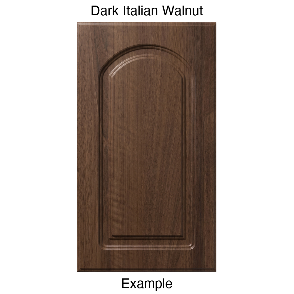 DP8 Arched Raised Panel Thermofoil Cabinet Door in Dark Italian Walnut
